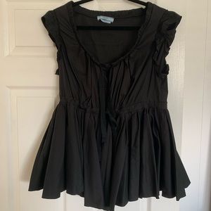 Prada Flutter Sleeve & Waist Top in Black